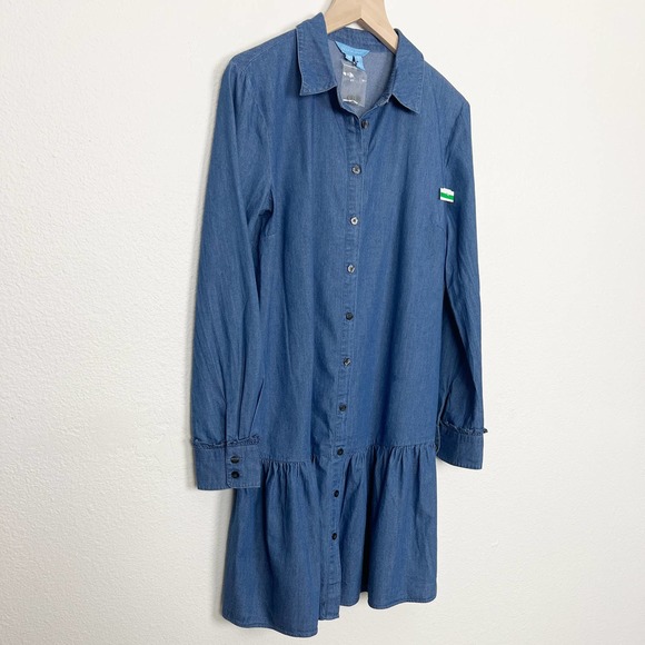 NWT Draper James Chambray Button Down Flounce Hem Shirt Dress 2 - Picture 3 of 9